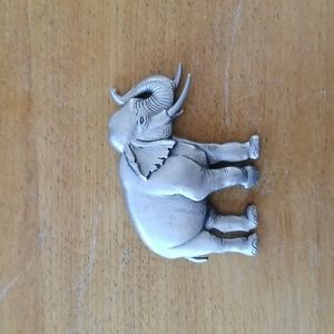 Vintage JJ Pewter Elephant Brooch